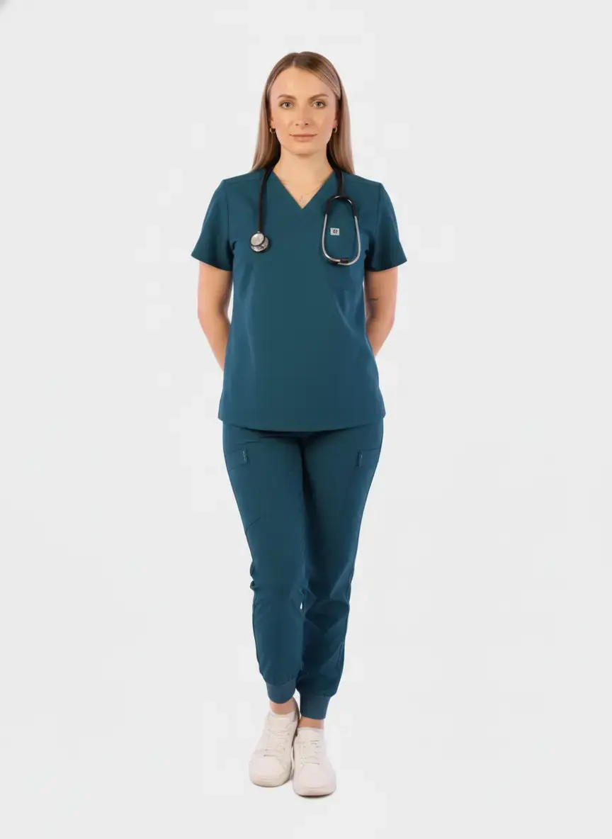 HAUT DE BLOUSE À COL EN V UNE POCHE - CORALIE STYLE™ SoignerAvecStyle™