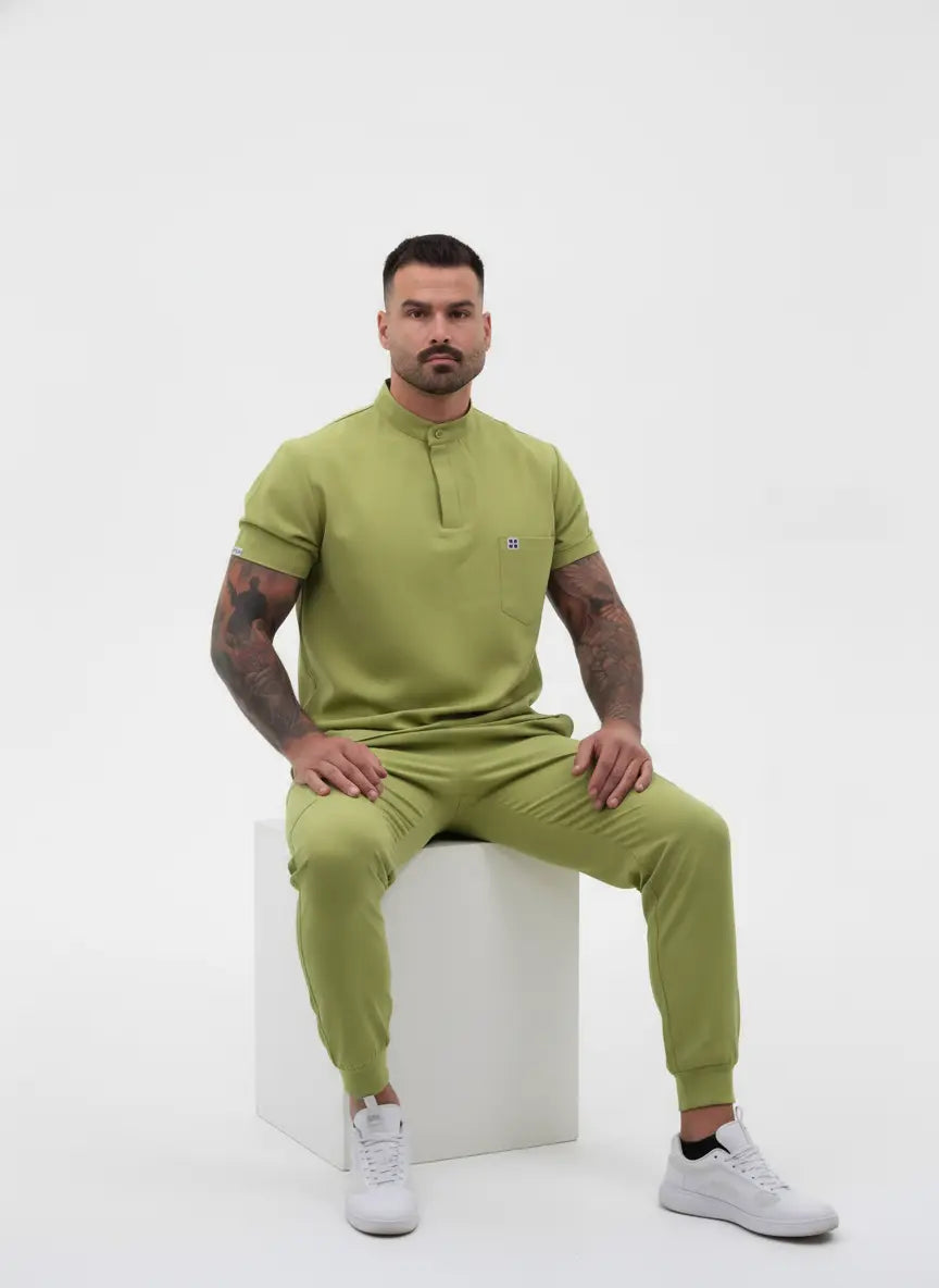 SCRUB TOP COL MANDARIN - TROIS POCHES - DANIEL HENLE STYLE™