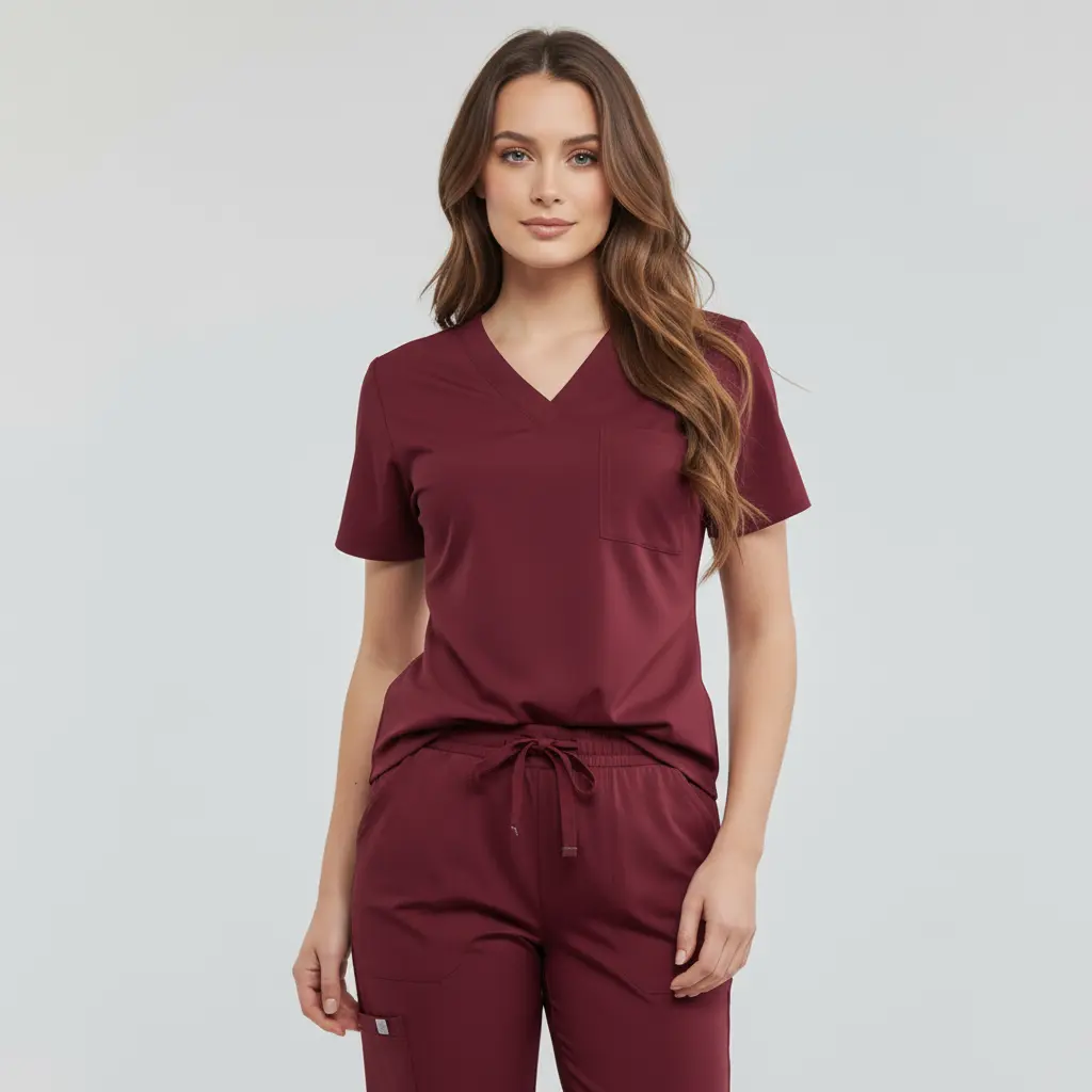 HAUT DE BLOUSE À COL EN V UNE POCHE - CORALIE STYLE™ SoignerAvecStyle™