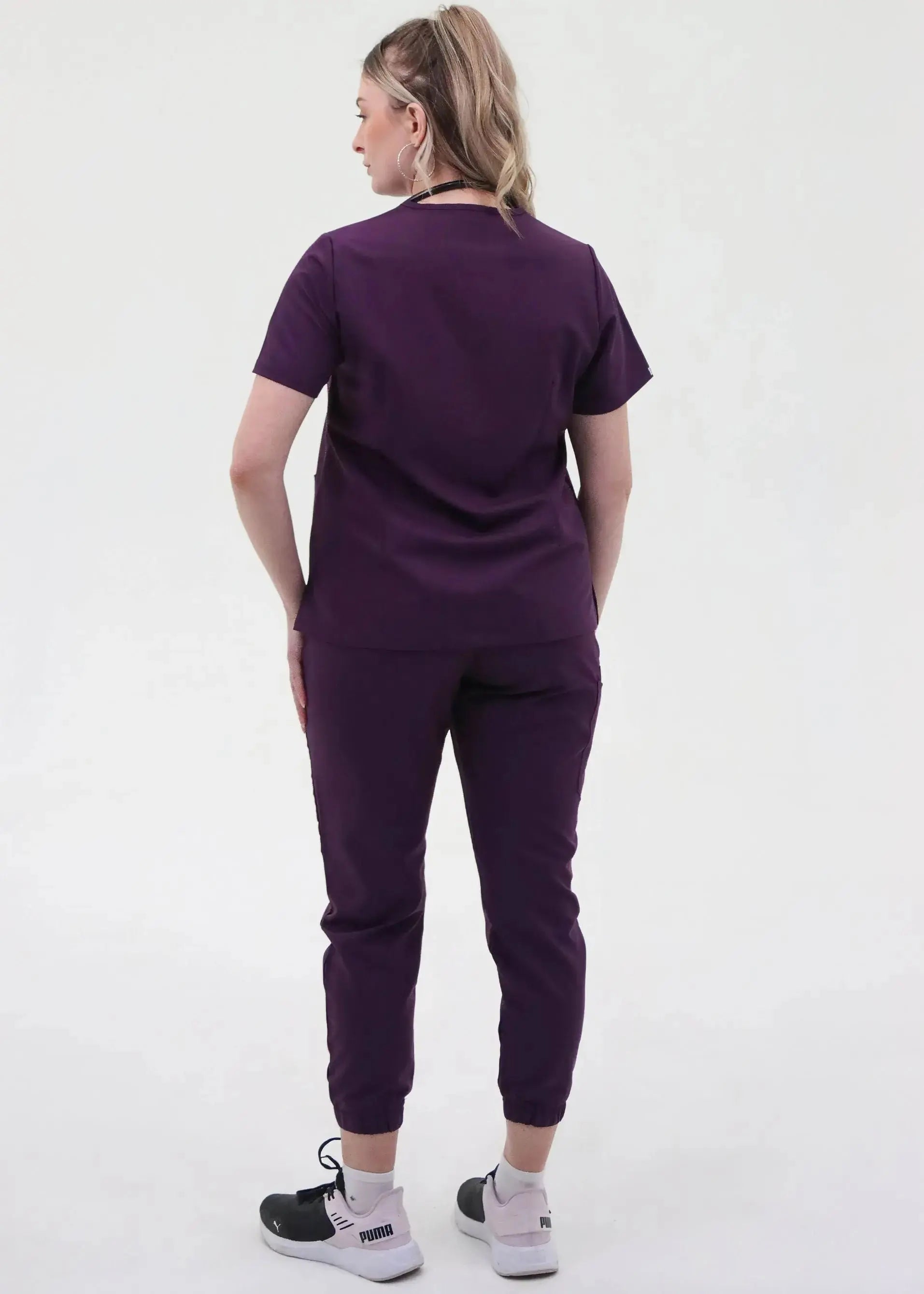 EVA STYLE™ - AUBERGINE - HAUT COL EN V TROIS POCHE SoignerAvecStyle™