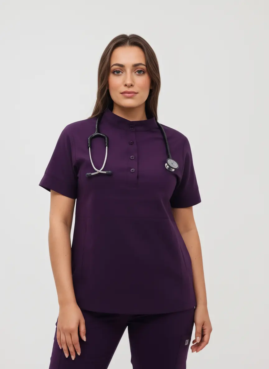 HAUT COL MANDARIN - DEUX POCHES - ALICIA STYLE™ SoignerAvecStyle™