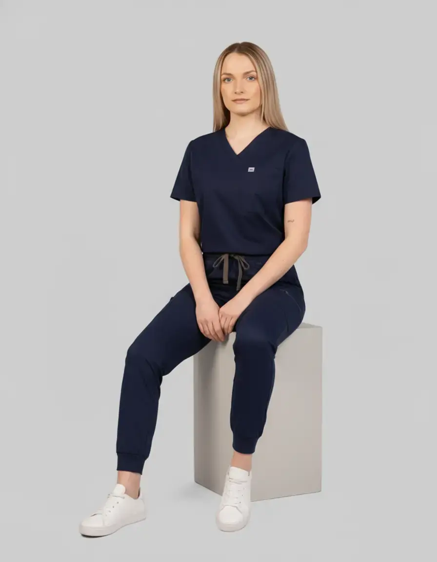 HAUT DE BLOUSE À COL EN V UNE POCHE - CORALIE STYLE™ SoignerAvecStyle™