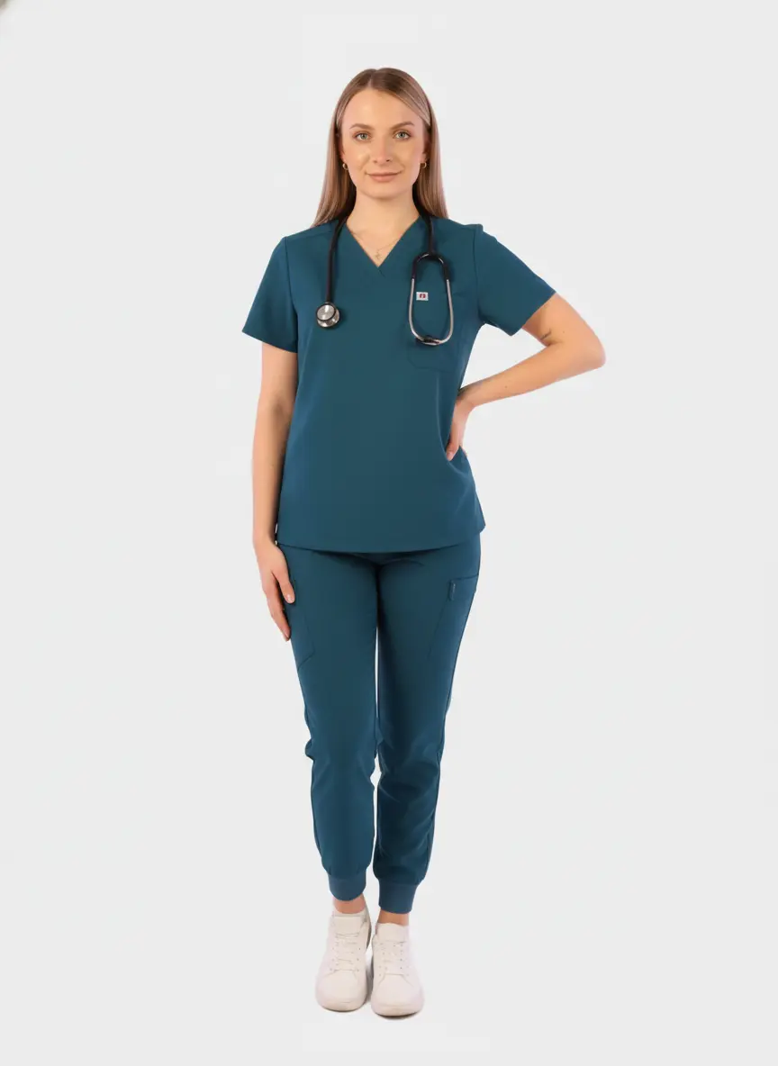 HAUT DE BLOUSE À COL EN V UNE POCHE - CORALIE STYLE™ SoignerAvecStyle™