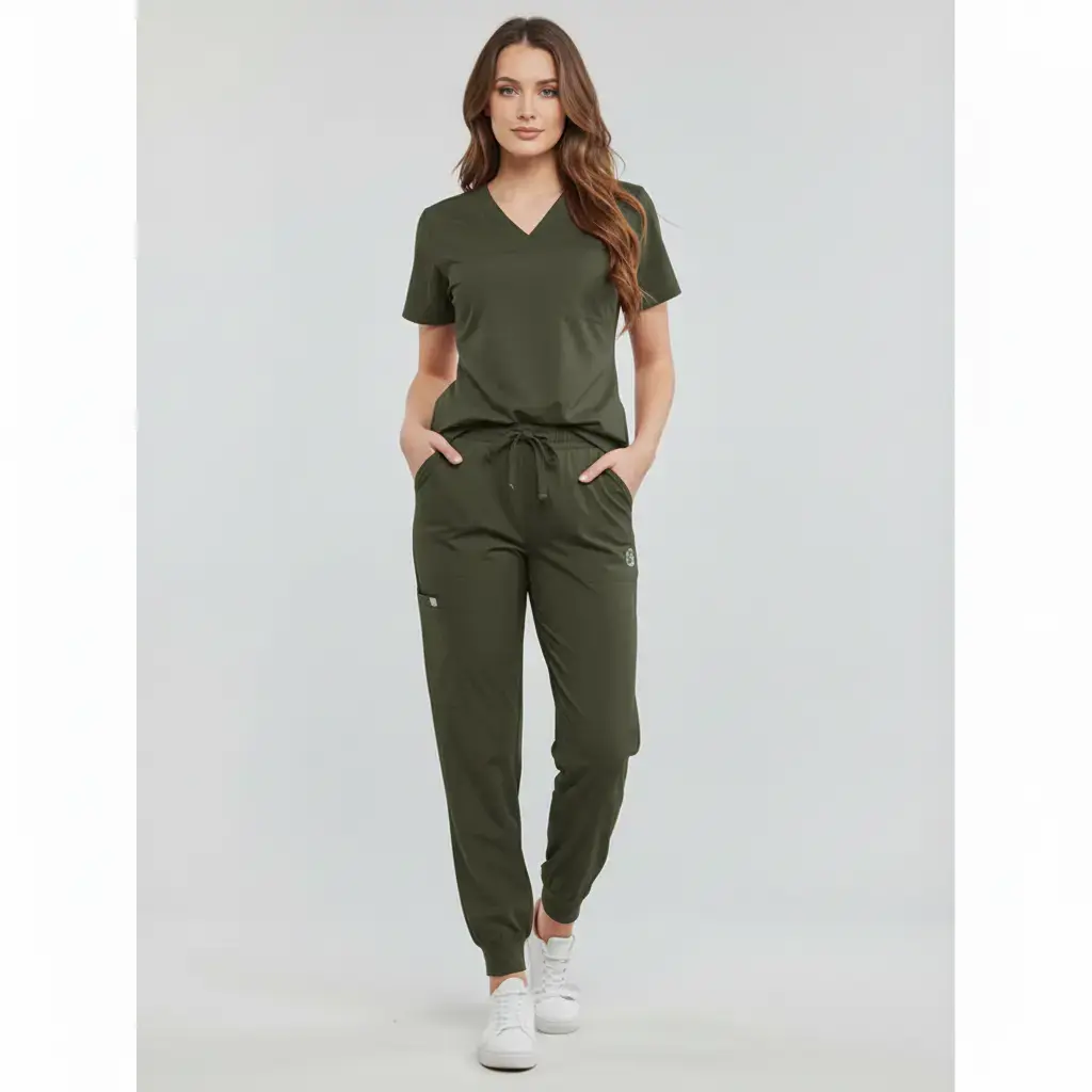 HAUT DE BLOUSE À COL EN V UNE POCHE - CORALIE STYLE™ SoignerAvecStyle™