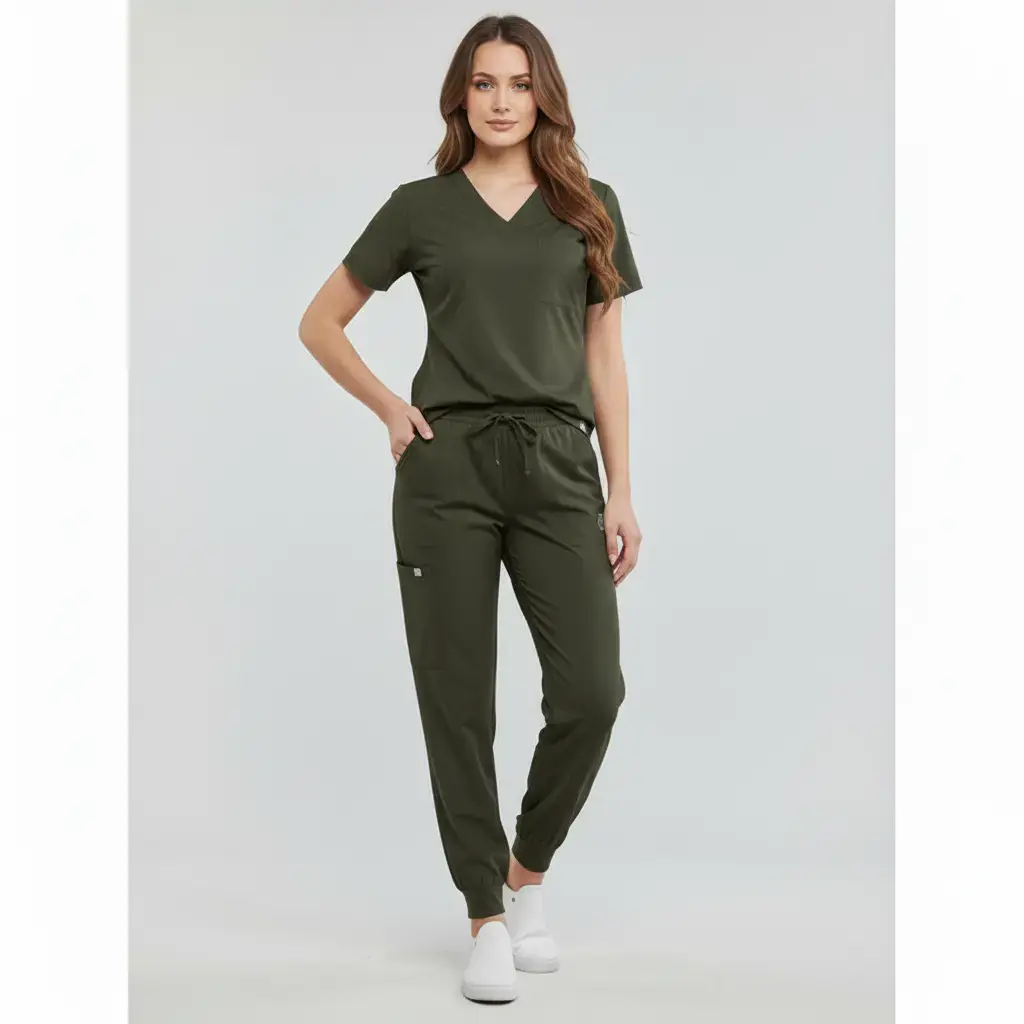 HAUT DE BLOUSE À COL EN V UNE POCHE - CORALIE STYLE™ SoignerAvecStyle™