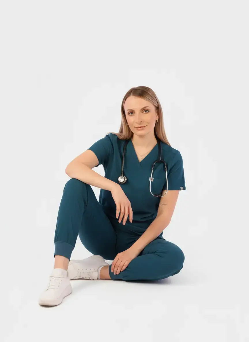 HAUT DE BLOUSE À COL EN V UNE POCHE - CORALIE STYLE™ SoignerAvecStyle™