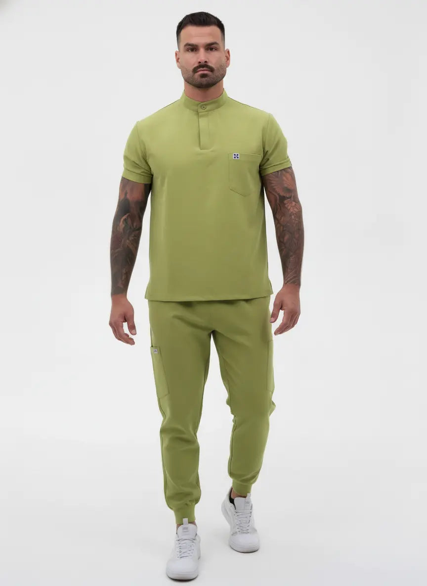 SCRUB TOP COL MANDARIN - TROIS POCHES - DANIEL HENLE STYLE™