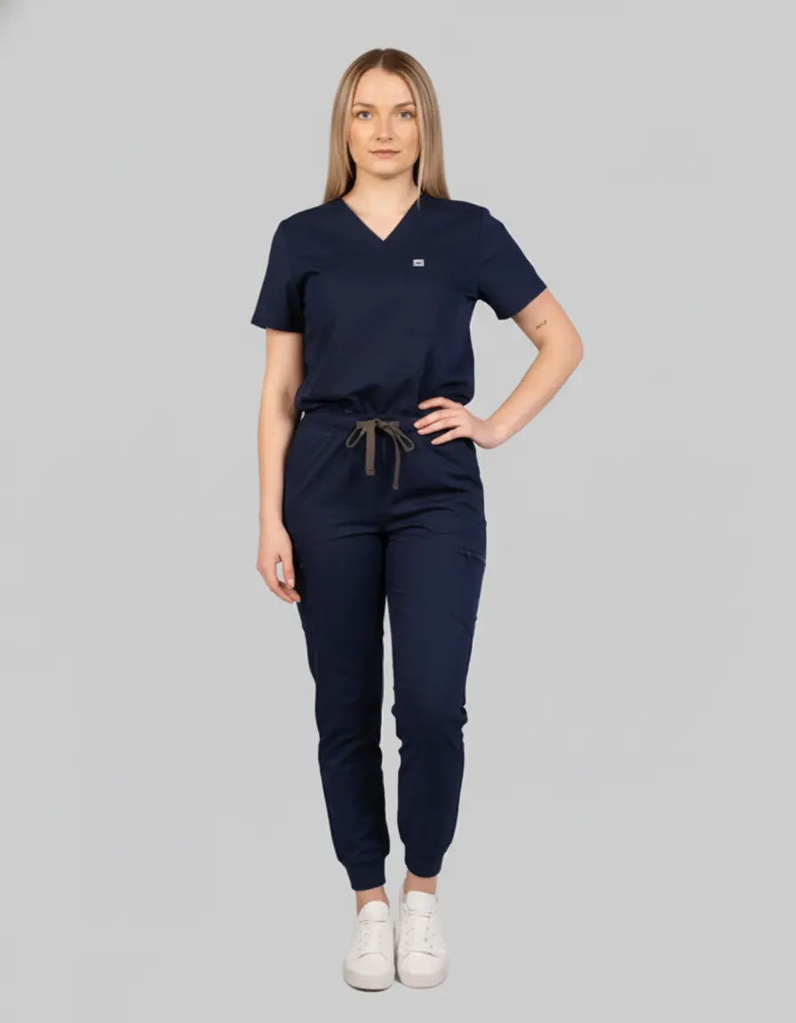 HAUT DE BLOUSE À COL EN V UNE POCHE - CORALIE STYLE™ SoignerAvecStyle™