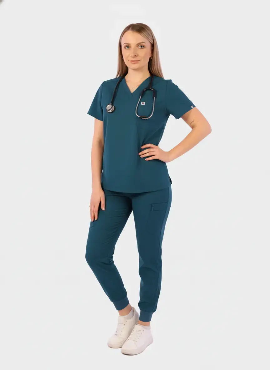 HAUT DE BLOUSE À COL EN V UNE POCHE - CORALIE STYLE™ SoignerAvecStyle™