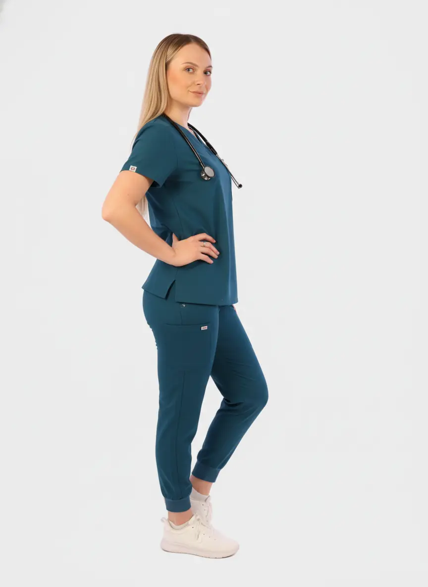 HAUT DE BLOUSE À COL EN V UNE POCHE - CORALIE STYLE™ SoignerAvecStyle™